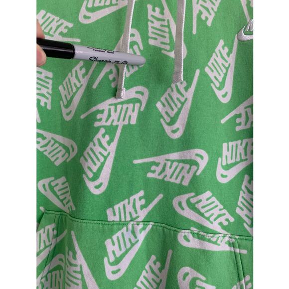 Nike Sport Essentials All Over Logo Print Hoodie In Green Sz XL - Picture 2 of 9